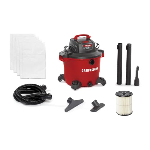 CRAFTSMAN CMXEVBE18595 16 Gallon 6.5 Peak HP Wet Dry Shop Vacuum - size: 16 Gallon 6.5 Peak HP w/4 Dust Bags