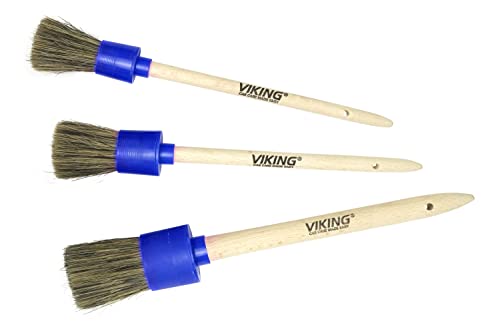 VIKING Car Detailing Brush Set for Car Cleaning Kit, Super-Soft Bristles for Exterior Detail, Includes Small, Medium, and Large Diameter Brush Heads, 3 Pack, Blue - color: Blue