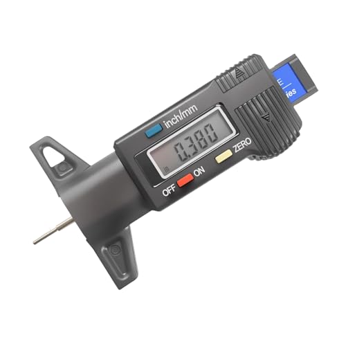Digital Tire Tread Depth Gauge, Portable 0.01mm Resolution Vehicle Tire Wear Checker with LCD Display & Inch/MM Conversion, Universal Auto Measuring Tool for Car Truck Tires (Black) - color: Black
