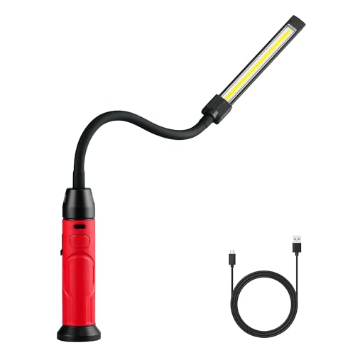 Rechargeable Work Light Magnetic, 800LM LED Work Light with Flexible Gooseneck, 3 Modes Mechanic Light for Work Bench, Auto Repair, Lathe, Gift for Men