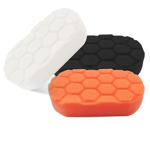 3PCS Hex-Logic Hand Applicator Pad Kit, Car Detailing Kit, Wax Applicator Pads, Buffing Waxing Polishing Sponge Set Universal for Car Buffer Polisher Compounding, Polishing and Waxing