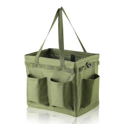 Car Trunk Organizer Multifunctional Storage Toolbox Carry Griddle,Large Grill Utensils Accessory Grilling Tools Basket Carrying Caddy Tool Tote Bag Storage Box Camp Cooking bbq Outdoor(Green) - color: Navy Green