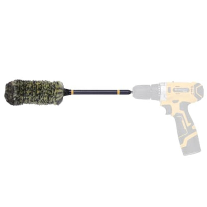 Mr. Detroit - Drill Wheel Brush w/Durable Soft Wool Microfiber Bristles | Steel Shaft for Car Tires, Wheels, Rims, Brakes and Any Other Narrow Spaces| Rim Brush Cleaning Tool w/Non-Scratch Bristle