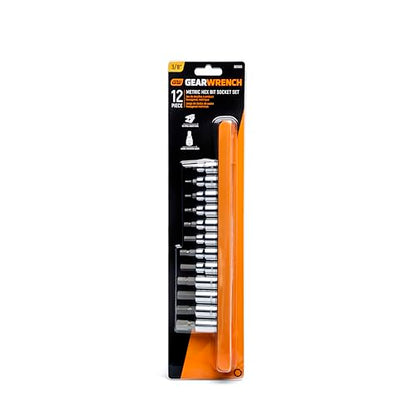 GEARWRENCH 12 Pc. 3/8" Drive Hex Bit Socket Set, Metric - 80580 - size: 3/8", style: 12-piece kit