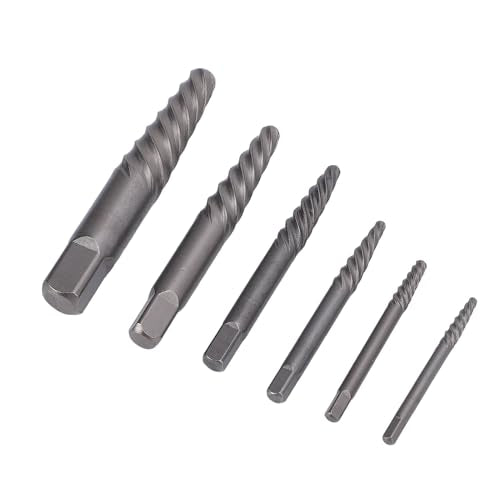 Alomejor Screw Extractor Set Steel Hardened Damaged Screw Extractor Kit 6 Sizes Portable Case for Removing Broken Rusted Screws and Bolts in Automotive Home Machinery Repair