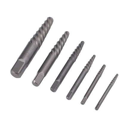Alomejor Screw Extractor Set Steel Hardened Damaged Screw Extractor Kit 6 Sizes Portable Case for Removing Broken Rusted Screws and Bolts in Automotive Home Machinery Repair