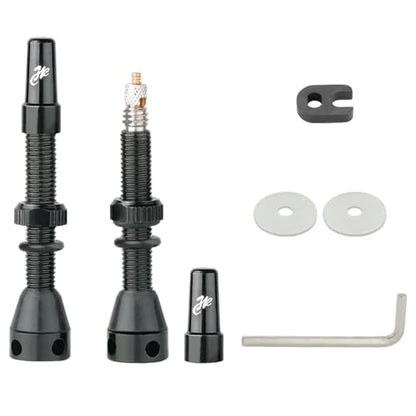 8Pcs Bicycle Presta Valve Stem 44mm / 1.74 Inch Vacuum Tire Nozzle Portable Alloy Kit for Mountain Road Bike Rim Tubeless Valve Repair Tool with Valve Core Remover Tool and Valve Stem Caps