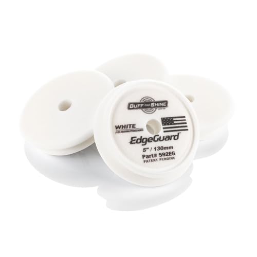 Buff and Shine - EdgeGuard Foam Buffing Pads - White - 5" Polishing and Finishing Pad - Pack of 4 - color: White, size: 5" (4 Pack)