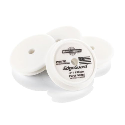 Buff and Shine - EdgeGuard Foam Buffing Pads - White - 5" Polishing and Finishing Pad - Pack of 4 - color: White, size: 5" (4 Pack)