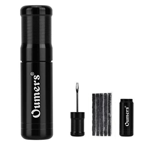 Oumers Tubeless Bike Tire Repair Tool Kit, Bike Tire Punctures with 5PCS Bacon Strips Plus Insertion Tool Tire Repair Fork Reamer - color: 5-black