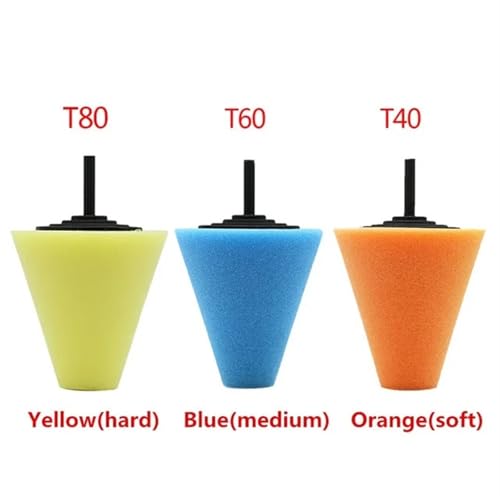 Tire Polishing Sponge Auto Wheel Used for Electric Drill Burnishing Ball Polishing Cone Set Car Hub Buffing Sponge Polishing Kit 3 Pcs