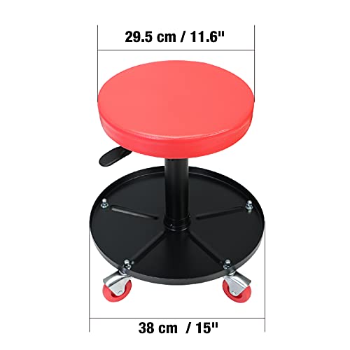 Big RED ATRHL6201R Torin Heavy Duty Rolling Pneumatic Creeper Garage/Shop Seat: Padded Adjustable Mechanic Stool with Tool Tray Storage, Red Large,15.36" D x 15.36" W x 4.73" H - style: 6201