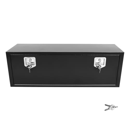 Heavy Duty Steel Plated Underbody Truck Tool Box with T-Handle Lock, Waterproof Tongue Box for Storage with Smooth Surface for Truck, Pickup, RV, Trailer - Black, 48" x 14" x 16" Inch - size: 48" x 14" x 16"