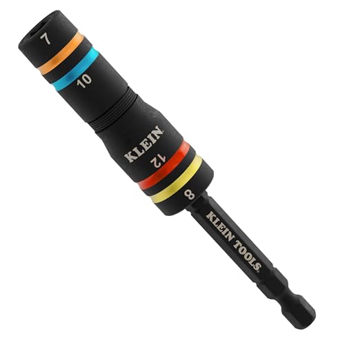 Klein Tools 651MQS Impact-Rated Quad Socket Set, 4-in-1 Flip Socket Driver, Color-Coded, Heavy-Duty Multi Tool, 1/4-Inch Drive, Metric 7mm, 8mm, 10mm, 12mm, 3-1/2-Inch Extension Shaft - size: 4 Sizes, Metric
