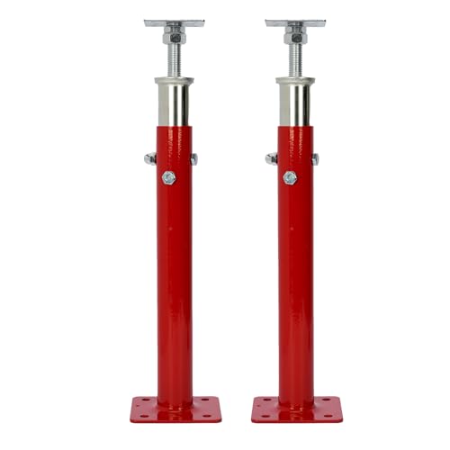 2 PCS Adjustable House Jacks Post for Leveling, 19"- 36"(1'7"-3') Floor Joist Support Jack for Basement and Crawl Space, 4400 lbs Max Load Capacity(Each), Galvanized Steel, Red - color: Red