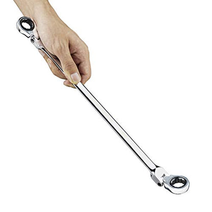 BULLTOOLS 6-Piece Flex-Head Extra Long Ratcheting Wrenches Double Box End Chrome Vanadium Steel 72-Tooth Wrench Set with Metric 8mm - 19mm - size: 8mm-19mm SET