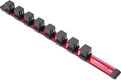Olsa Tools Socket Organizer - 3/4-Inch Drive - Red Rail Holder for Impact Sockets - Heavy-Duty Storage for Mechanics - Professional Grade Metric or SAE Socket Organizer - Part: 1133 - color: Red, size: 3/4-Inch Drive