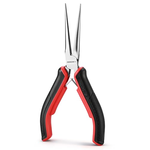 ARROW 6" Needle Nose Pliers, Mini Long Nose Pliers with Smooth Jaws, Small Needle Nose Pliers for Jewelry Making, Wire Bending and Small Object Gripping - style: Straight Needle Nose Pliers