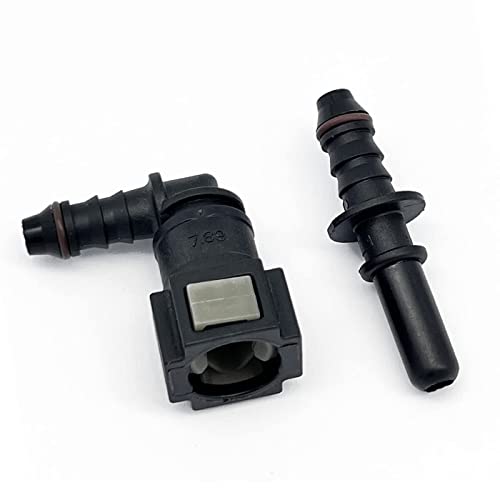 3/8 (9.49mm) SAE to 5/16 (8mm) Barb 90 Degree for 1/4(6.35mm) ID Nylon Fuel Line Hose Quick Release Connector - color: 90 Degree-Kit, size: 3/8 SAE to 5/16 Barb