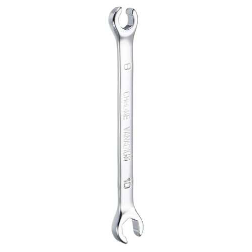 HARFINGTON Flare Nut Metric Wrench 8mm x 10mm CR-V Mirror Polished Chrome Plating Metric Wrench for DIY Hand-making Automotive Repairs and Household Maintenance - size: 8mm x 10mm