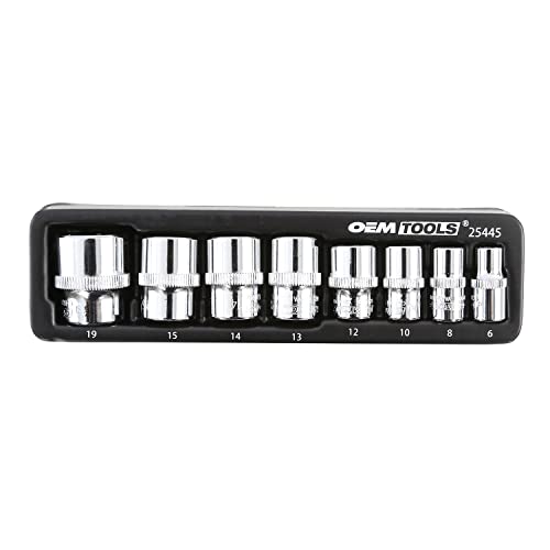 OEMTOOLS 25445 3/8 Socket Set, 8-Pc Metric Socket Set, 6 Point Metric Sockets, Removes Rounded and Rusted Fasteners, Storage Tray Included - style: Metric