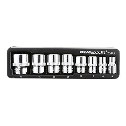OEMTOOLS 25445 3/8 Socket Set, 8-Pc Metric Socket Set, 6 Point Metric Sockets, Removes Rounded and Rusted Fasteners, Storage Tray Included - style: Metric