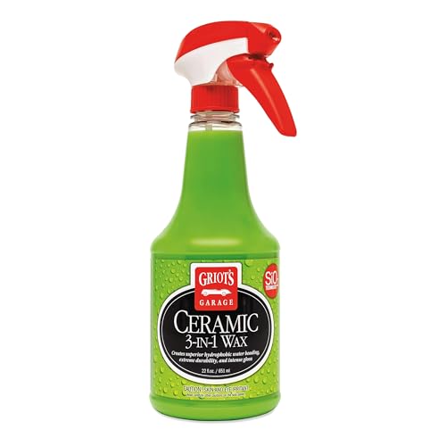 Griot’s Garage Ceramic 3-in-1 Wax, SiO2 Spray for Cars, Trucks, and RV’s, Provides Protection and Water Beading on Paint, Wheels, Plastic, Rubber Trim, Chrome, and More, 10978, 22 oz