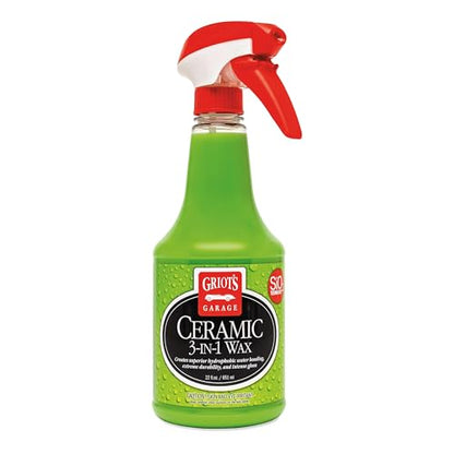 Griot’s Garage Ceramic 3-in-1 Wax, SiO2 Spray for Cars, Trucks, and RV’s, Provides Protection and Water Beading on Paint, Wheels, Plastic, Rubber Trim, Chrome, and More, 10978, 22 oz