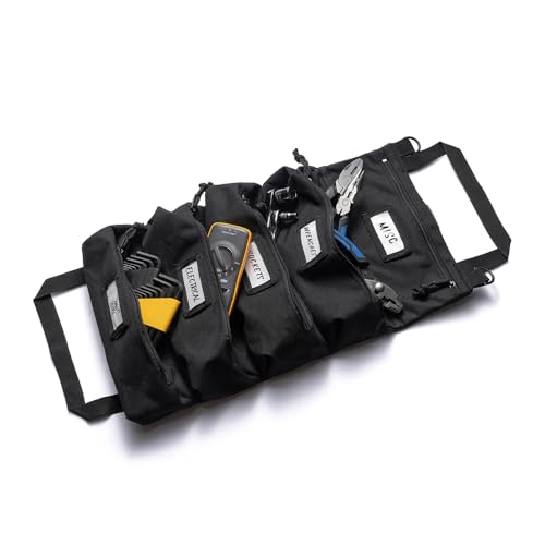 Official Maverick Tool Roll Bag, 5-Pocket, 20 x 12 in, Black | Easy to Carry Roll Up Tool Bag, Durable 1000D Cordura Nylon Waterproof, Rust-Proof YKK Zippers, Secure Buckle, Made in USA - color: Black, size: Maverick - Waterproof (20 x 12 in)