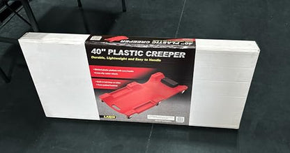 LARIN 40 Inch Mechanic Creeper – Blow Molded Low Profile Rolling Garage Creeper with Padded Headrest, Dual Tool Trays, 350 lbs Capacity, Ergonomic Shoulder Recess Design