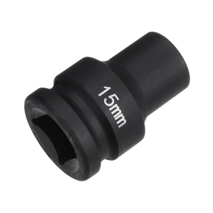 HARFINGTON 6-Point Impact Socket 3/4" Drive 15mm Metric 40Cr Alloy Steel Spindle Axle Nut Impact Socket - size: 15mm