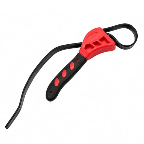 2PCS Strap Wrench Plumbing, 4 & 6 Inch Adjustable Oil Filter Wrench with Reinforced Rubber Belt, Universal Jar Opener Tools for Shower Head, Water Filter, Drain, Pipe (6in&Red) - color: 6in&red