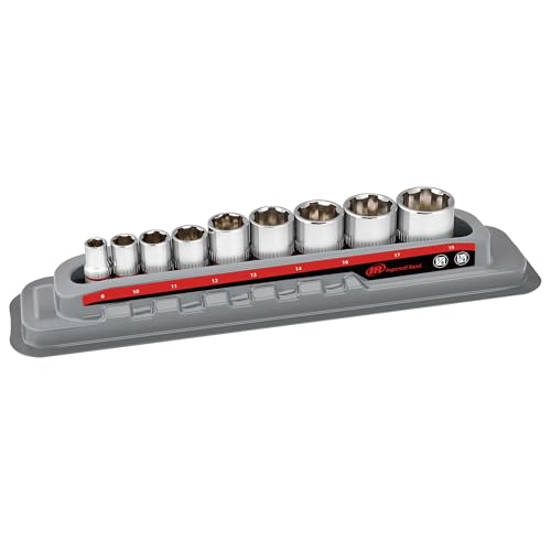 Ingersoll Rand 9 Piece Tech Solutions Metric Non-Slip Socket Set, Sizes: 8-19mm, Patented Twist Design for Tighter Grip as Sockets Turn, with Thermoform Organizer Tray – 752039X - size: Non-Slip Socket Set, style: Metric