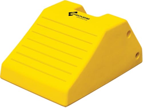 Checkers Heavy Duty Wheel Chocks for 95"-142" Tires, One Large Tire Chock for Haul Trucks, Loaders, and Cranes, 427 Ton Capacity, Lightweight HDPE, Made in the USA, Yellow, MC3012 - size: For 95"-142" Tires