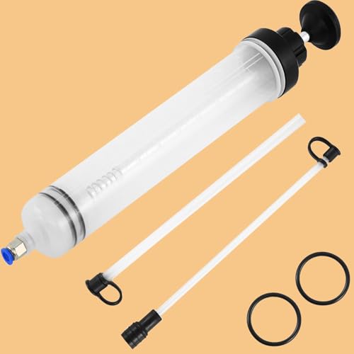 Poweka Oil Suction Syringe,500ML(CC) Oil Liquid Extractor, Syringe Type Manual Vacuum Extraction & Fill Pump, Automobile Gear Oil, Brake Fluid and Coolant Replacement Tool - size: 500ml Oil Suction Syringe