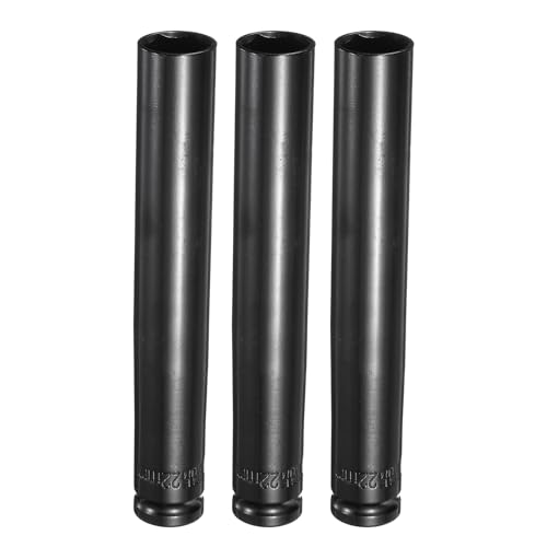 HARFINGTON 3pcs 6-Point Deep Impact Socket 1/2" Drive 22mm Metric Socket 8" (200mm) Extra Long Heat-Treated 45# Steel for Home Auto Spindle Axle Hex Nuts Bolts Repair, Black - size: 22mm + 8" Long