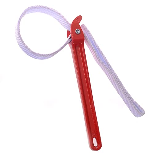 HOMEGOAL 12 Inch Handle Strap Wrench, Adjustable Anti-sliding Pipe Wrench, Oil Filter Strap Wrench, Double Layered Thickened Nylon Strap (Red) - color: Red