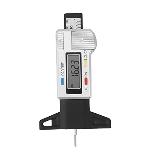 Alomejor Tire Tread Depth Gauge, Digital ABS Tool, Precision Reader for Tire Wear Measurement 0-25.4mm, Ideal for Cars Trucks Motorcycles