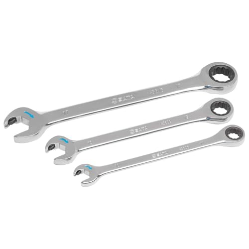 SATA ST09075 Metric Double Ratcheting Wrench Set Sleek Head Design, 3 Pieces