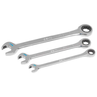 SATA ST09075 Metric Double Ratcheting Wrench Set Sleek Head Design, 3 Pieces
