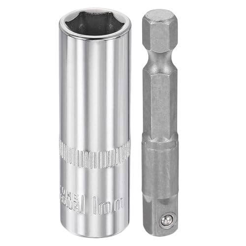 HARFINGTON Deep 6-Point Impact Socket 1/4" Drive 11mm Metric Socket 50mm (2") Long with 1/4" Hex Shank Adapter, CR-V Steel Socket Adapter Accessory Tool Set Kit for Hex Bolts Nuts - size: 11mm x 50mm