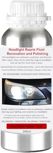 VCTSELITY 200ML Headlight Restoration Liquid, Car Headlight Polishing Repair Fluid, Headlight Polish Restoration Kit Refill Bottle to Remove Yellowing/Scratch/Haze/Oxidation/Vague - size: S