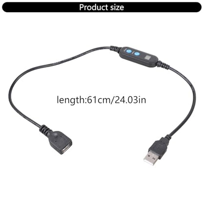 USB Timer Cable with Adjustable 1-30 Minutes Countdown, Auto Power Off Switch for Aquarium LED Lights Fan Kitchen Appliances, 50cm USB Male to Female Timing Cord with Shutoff Button