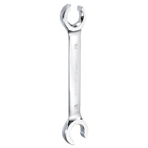 HARFINGTON Flare Nut Metric Wrench 24mm x 27mm CR-V Mirror Polished Chrome Plating Metric Wrench for DIY Hand-making Automotive Repairs and Household Maintenance - size: 24mm x 27mm