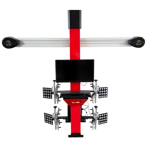 3D Wheel Alignment Machine with Auto Tracking High Precision 0.1mm/0.01° Accuracy for Cars & Trucks, 60,000+ Vehicle Database, Smart Voice Guidance, No Calibration Needed 110V