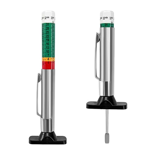 2 PCS 88702 Smart Tire Tread Depth Gauge, Accurate Color Coded Tyre Tread Depth Measure Tool with Pocket Clip, Heavy Duty Tire Wear Gauge in 32nds for Most Cars Trucks SUVs - color: 2 PCS