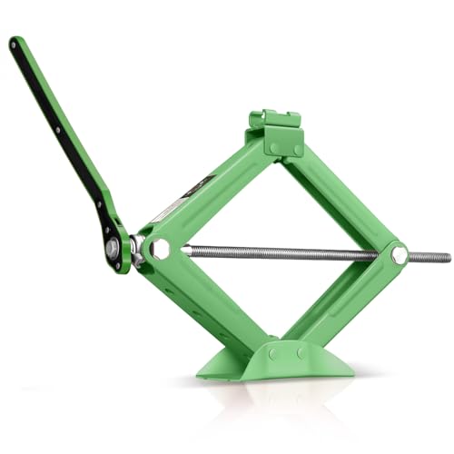 Auto Dynasty Scissor Jack, 1.5 Ton (3306 LBS) Portable Car Lift Jack, Quick Lift Car Tire Changing Kit with Extended Ratchet Wrench for SUV MPV Auto, Green - color: Green, size: 1.5T