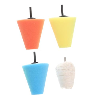 Alipis 4pcs Car Wheel Buffing Kit Durable Sponge Polishing Cone Set for Easy Wheel Hub Cleaning Waxing Compatible with All Car Models