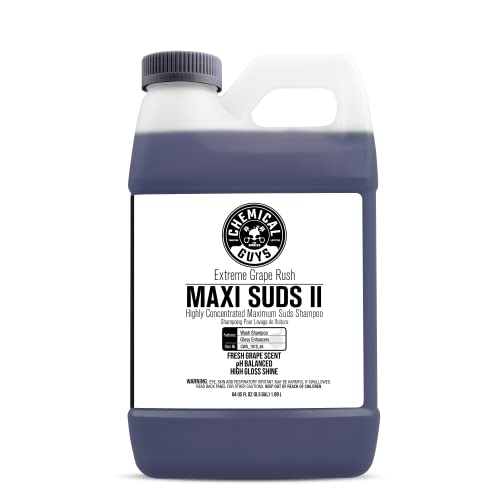 Chemical Guys, Maxi Suds II Foaming Car Wash Soap for Cannons, Grape, 64 oz | High-foam, pH-balanced suds for cannons, guns or buckets, gentle on wax and coatings - size: 64 Fl Oz (Pack of 1)