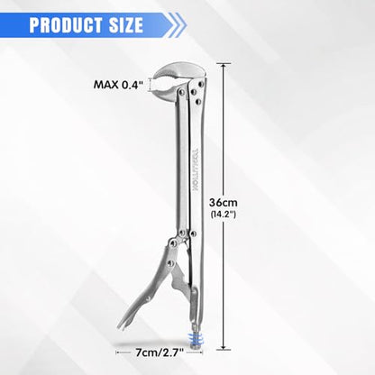 15" Long Reach Locking Pliers, 90 Degree Vice Grips | Extra Long Nose Locking Pliers for Narrow Spaces Fast Release Design for Automotive, Welding, Home Repair-90 Degree Head - color: 90°